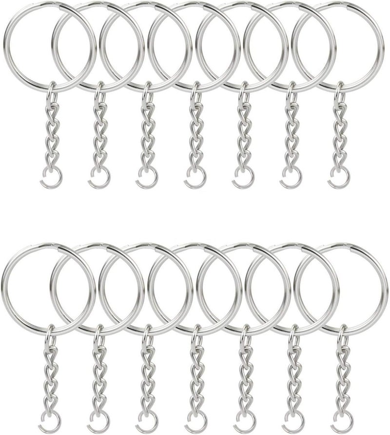 kingforest 150-Piece Split Key Ring Kit with Chains & Jump Rings - 1 Inch Silver Nickel Bulk Jewelry Making Supplies for DIY Keychains, Charms, Crafts - Image 1